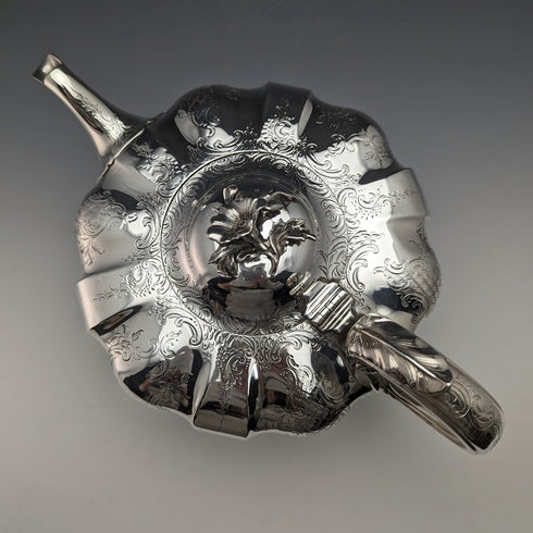 1847 British Antique Sterling Silver Melon-shaped Teapot 696g Charles&George